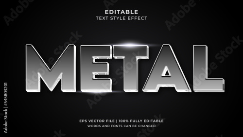 Metallic silver editable text effect