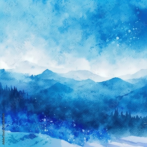 Art watercolor of blue color background