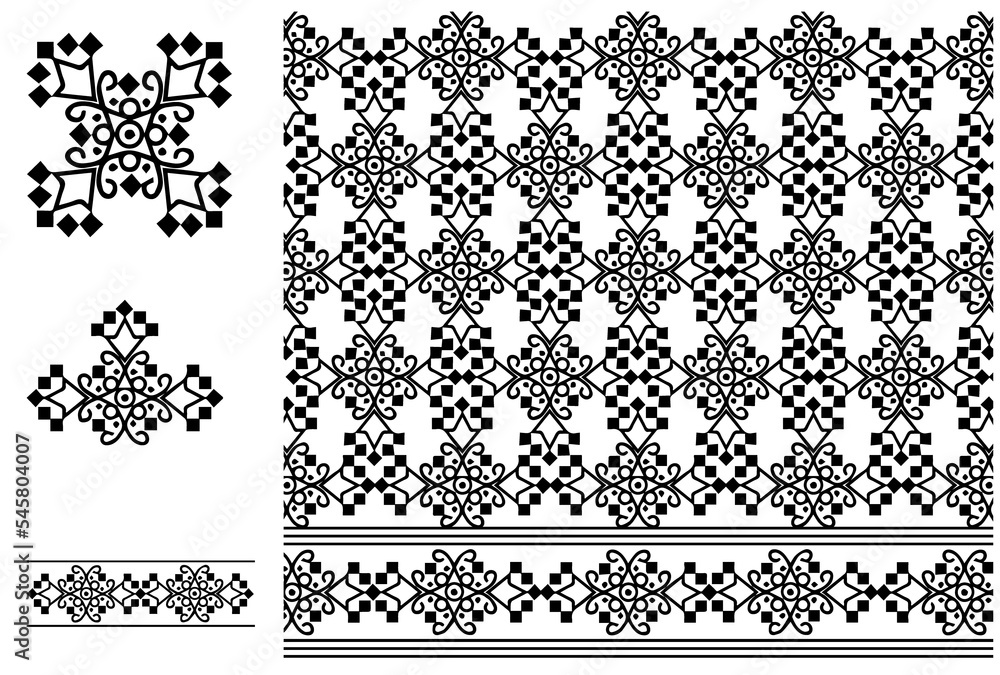block print lace pattern geometric Indian motif