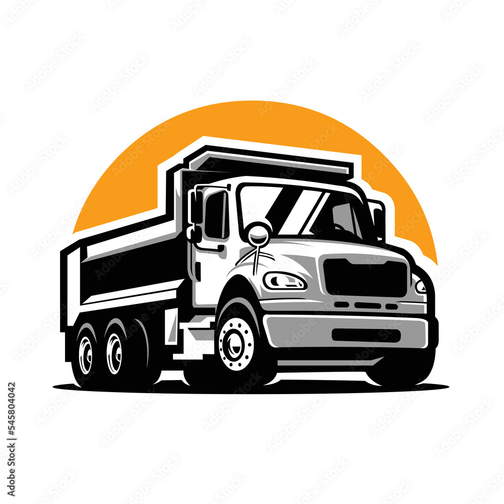 Dump Truck Illustration Vector Isolated in White Background. Best for trucking and freight related industry