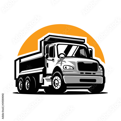 Dump Truck Illustration Vector Isolated in White Background. Best for trucking and freight related industry