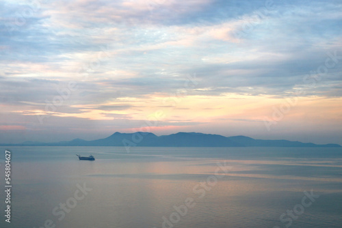 peaceful ocean with beautiful sunrise background