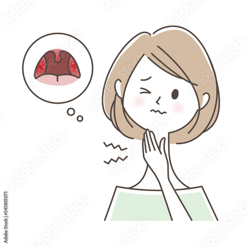 扁桃腺が腫れて痛い女性イラスト