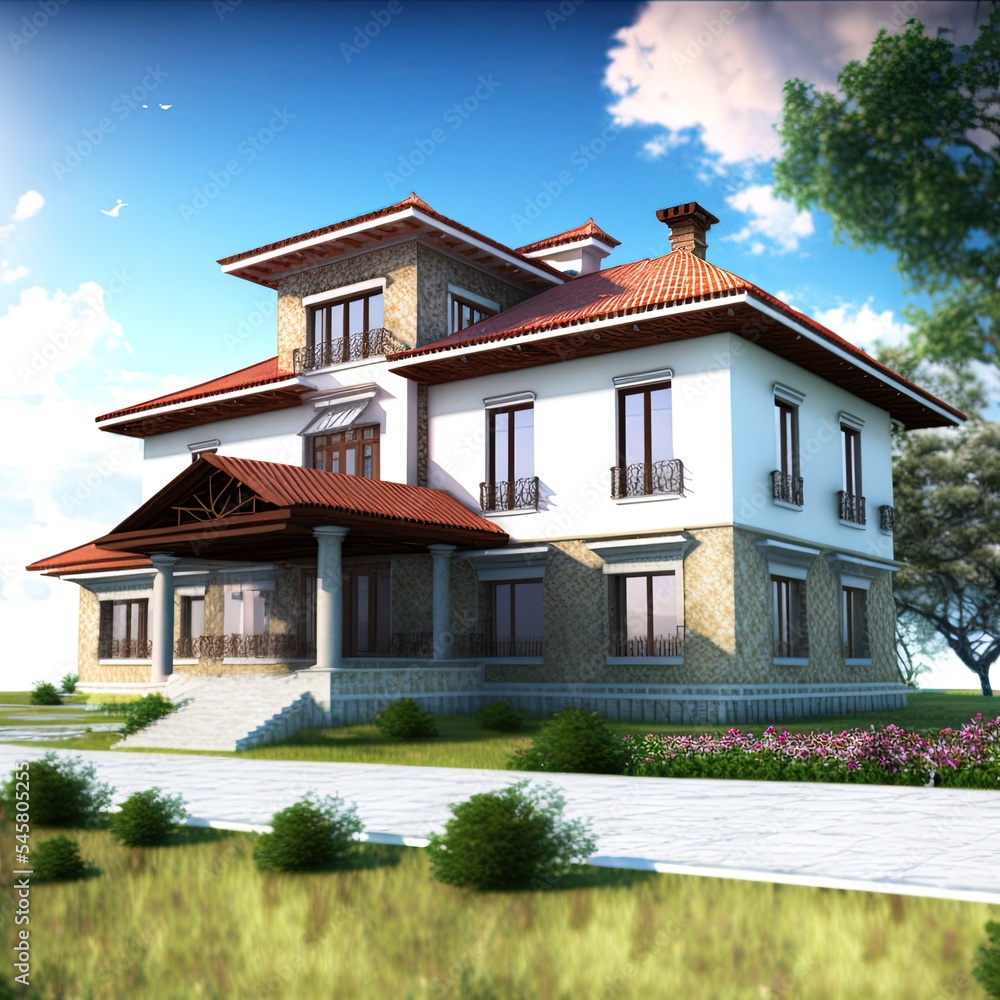 house project plan 3d rendering