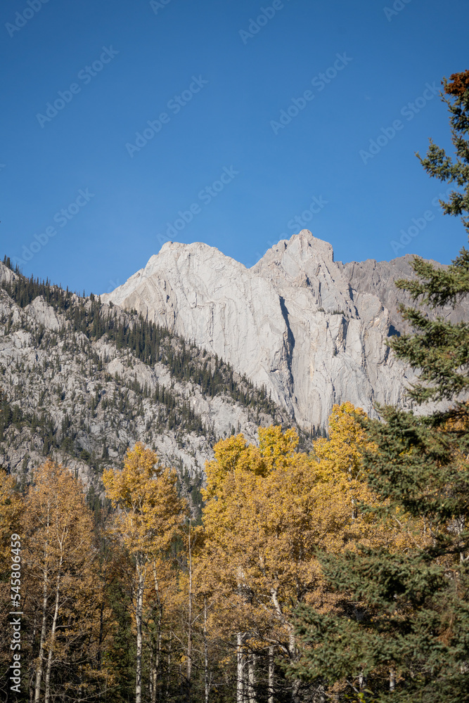 bare rocky peaks cresting of the colors of autumn in banff national park bare rocky peaks cresting of the colors of autumn in banff national park
