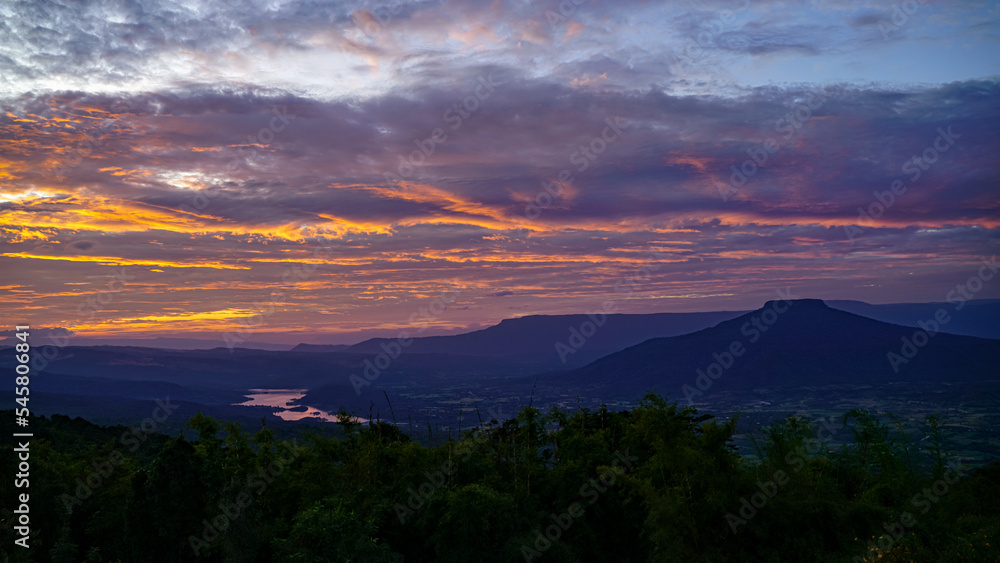 Mount Fuji at sunset, Loei Province, Thailand PHU PA PO is a popular tourist destination because it is similar to Mount Fuji in Japan.