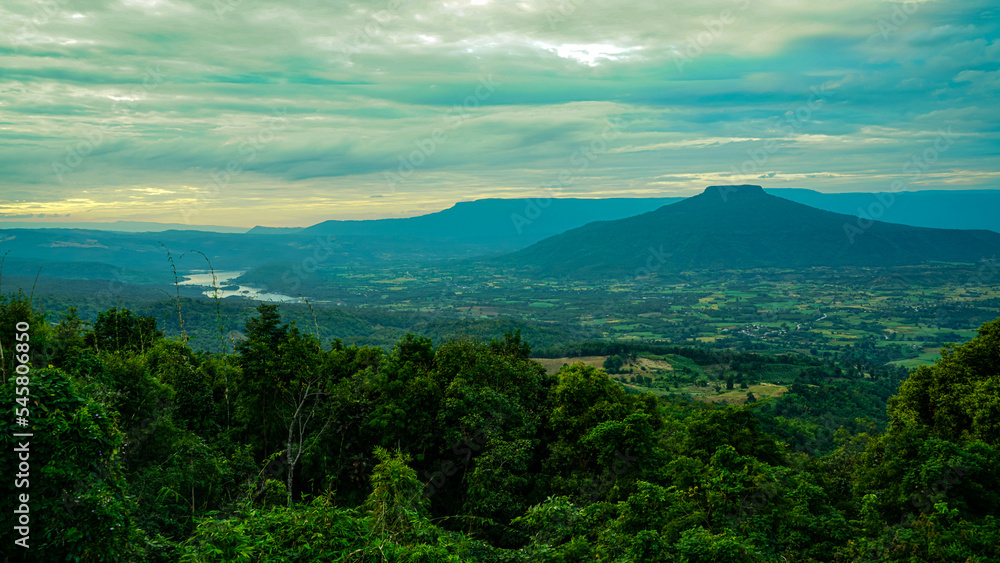 Obraz premium Mount Fuji at sunset, Loei Province, Thailand PHU PA PO is a popular tourist destination because it is similar to Mount Fuji in Japan.