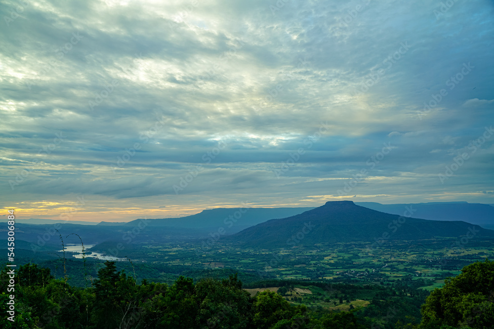Obraz premium Mount Fuji at sunset, Loei Province, Thailand PHU PA PO is a popular tourist destination because it is similar to Mount Fuji in Japan.