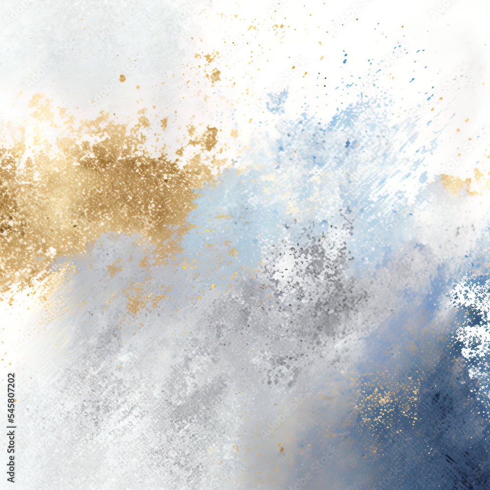Luxury blue gold and white silver metal paint splatter effect on