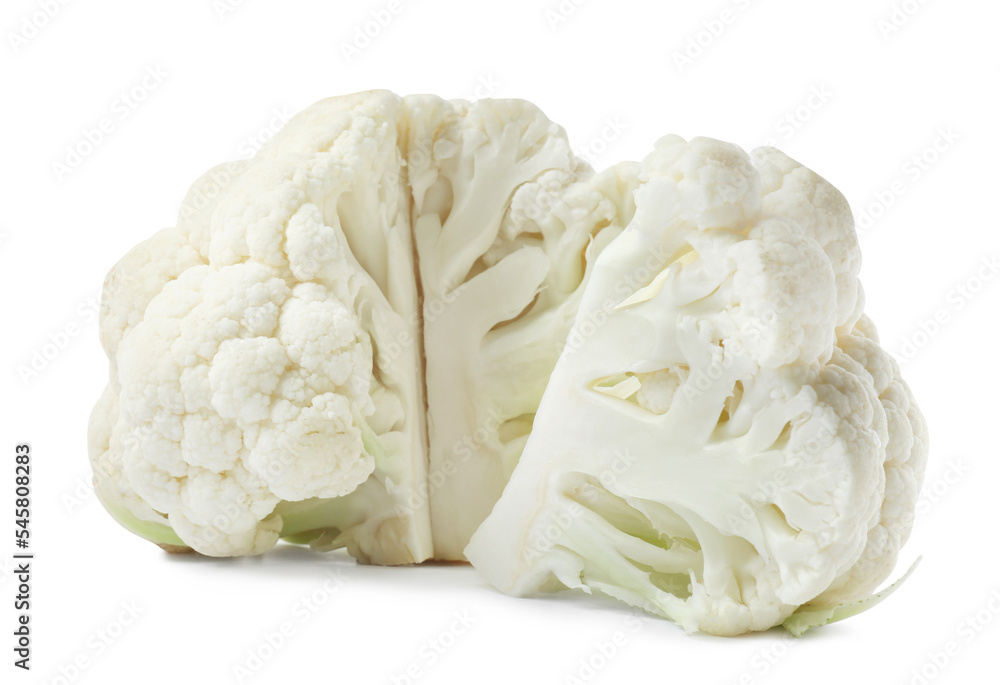 Cut fresh raw cauliflower on white background Cut fresh raw cauliflower on white background