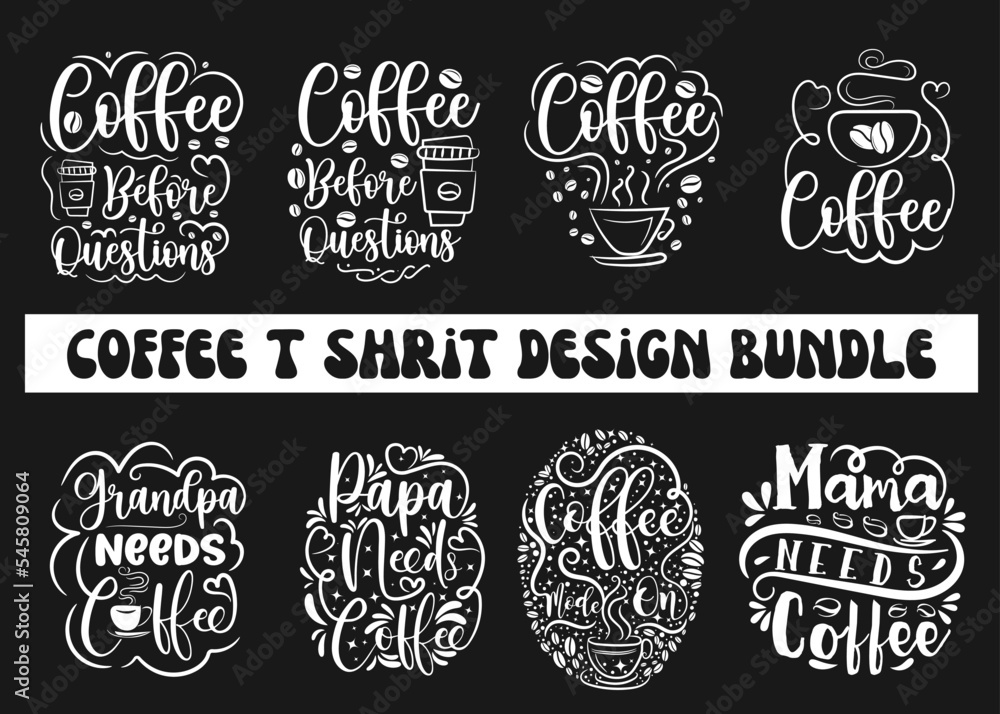 Coffee typography t shirt design bundle vector download Coffee typography t shirt design bundle vector download