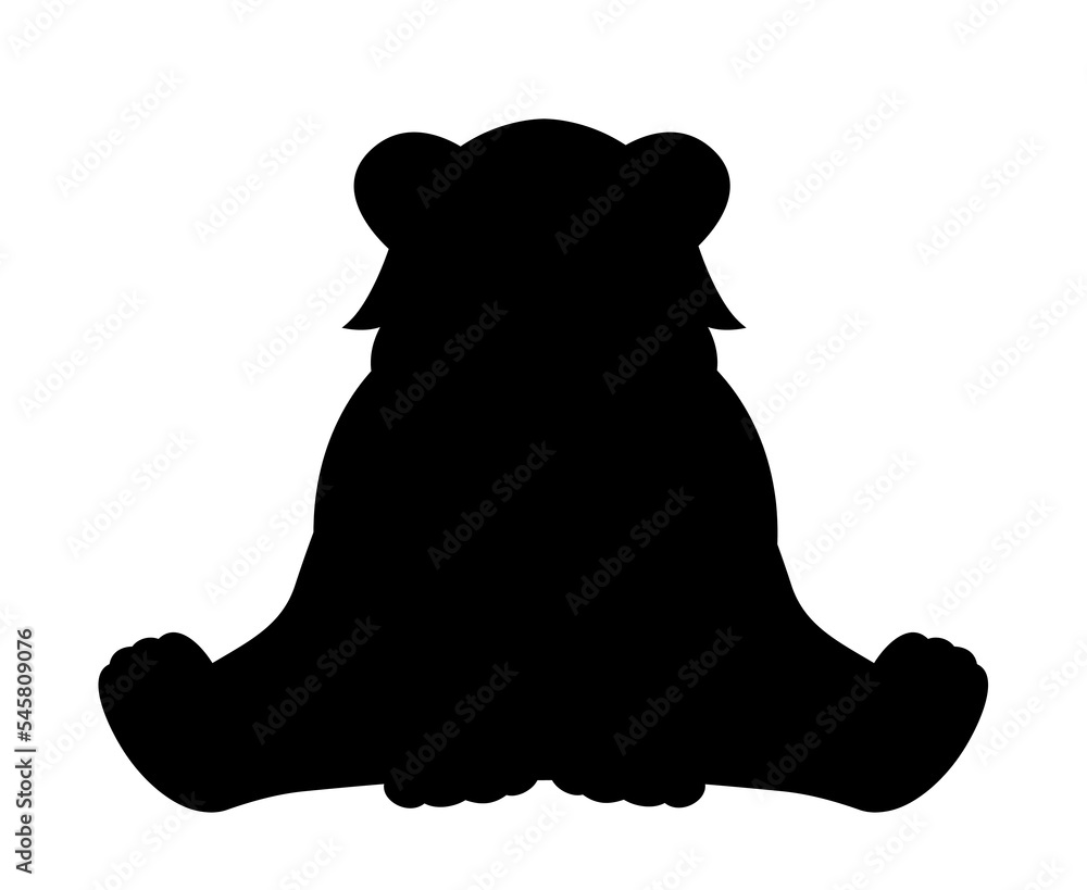 Dark silhouette of bear. Forest dweller, predator and danger. Fauna and biology, nature. Sticker for social networks and messengers. Elegance and aesthetics. Cartoon flat vector illustration Dark silhouette of bear. Forest dweller, predator and danger. Fauna and biology, nature. Sticker for social networks and messengers. Elegance and aesthetics. Cartoon flat vector illustration
