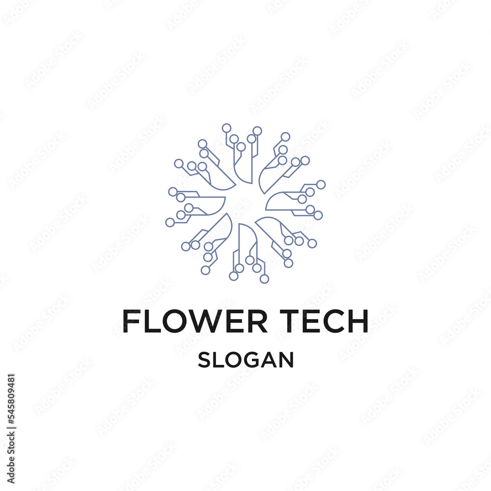 Flower tech logo icon design template vector illustration Flower tech logo icon design template vector illustration