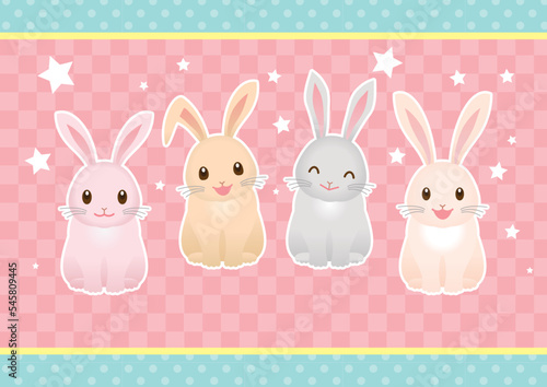 4匹のかわいいうさぎのデザイン