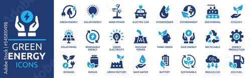 Print op canvas Green energy icon set