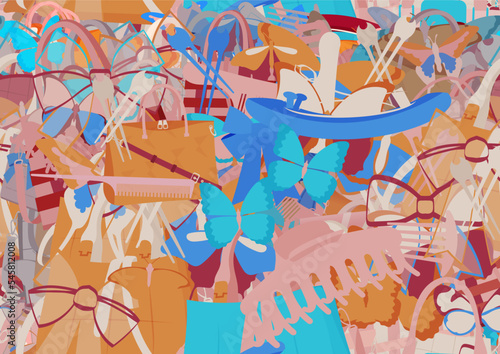 Background pattern abstract seamless design texture. Theme is about wild, fashion, Laptop Backpack, bobby pin, store, lady, graphic, salon, drawing, comb, tropical, casual, Butterfly, wildlife