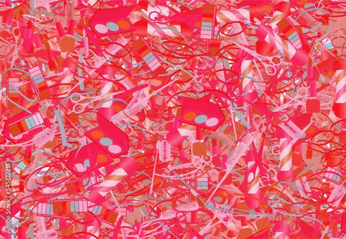 Background pattern abstract seamless design texture. Theme is about decor, pomade, nail polish, pomatum, salon, maquillage, toiletry, cosmetics, powder, woven, barbershop, narrow goods, cosmetology