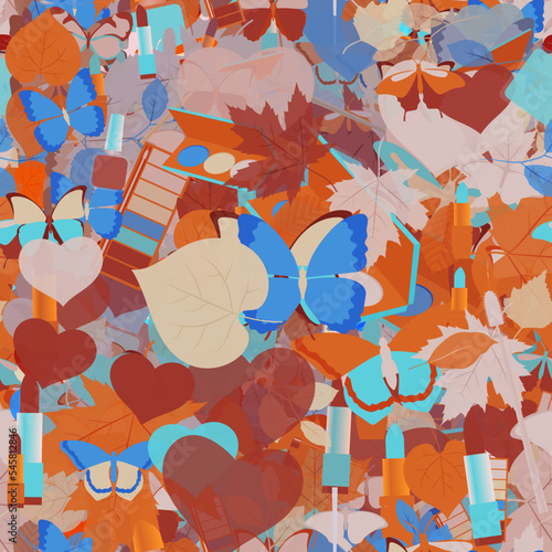 Background pattern abstract seamless design texture. Theme is about summer, fly, delicate, repeat, spring, nature, wildlife, maple, composition, decoration, background, botany, romance, art