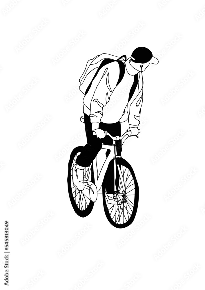 Naklejka premium person riding a bike