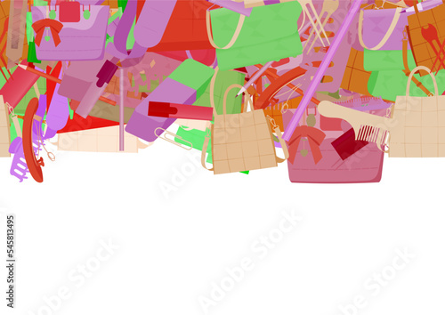 Background pattern abstract seamless design texture. Horizontal stripe. Border frame, transparent background. Theme is about glamour, handbag, girl, small, handle, paper knife, employee