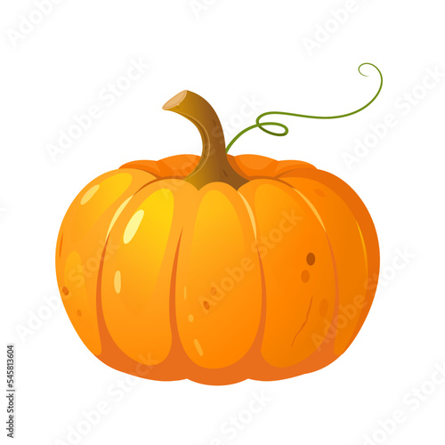 Cartoon orange pumpkin for decoration on Halloween or thanksgiving day holidays