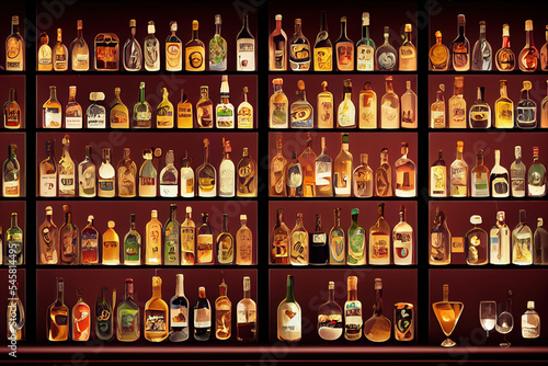 Liquor Bottles on a Bar Background