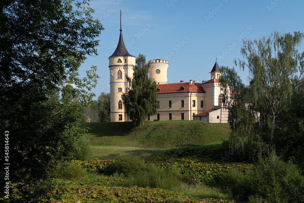 View of the Castle of the Russian Emperor Paul I-Marienthal (BIP fortress) from the Slavyanka River, Pavlovsk, Saint Petersburg, Russia