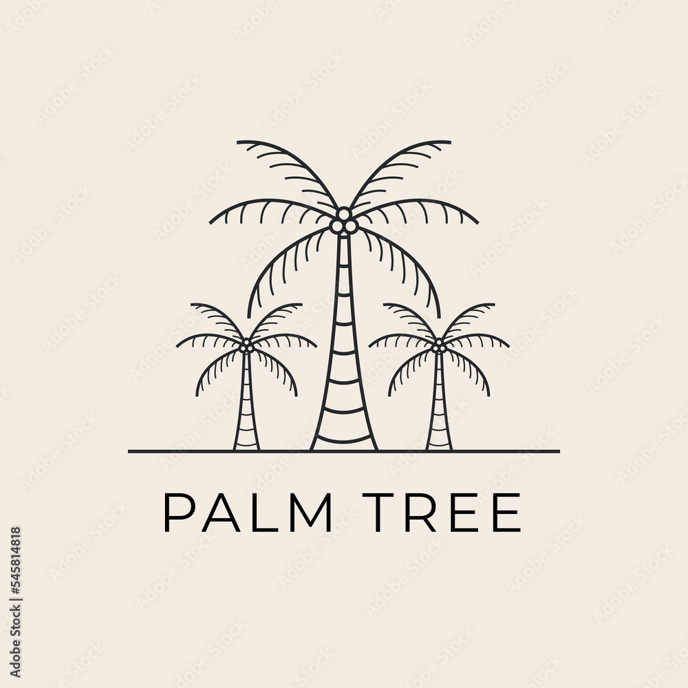palm tree line art logo vector symbol illustration design