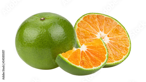 Bild auf Leinwand green orange tangerine on transparent png