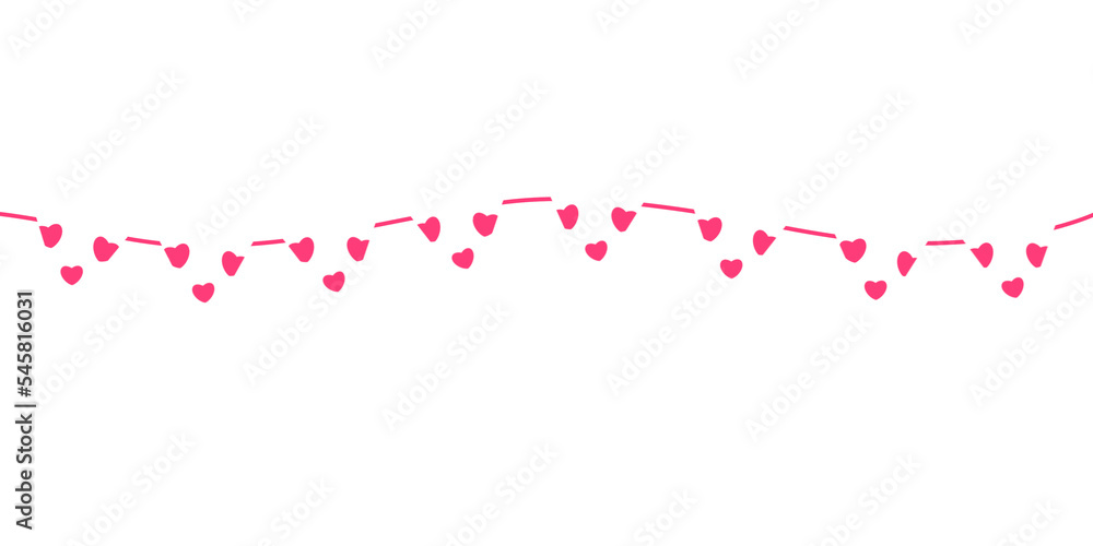 Valentine's Day Triangle Flag Banner Decorated with Hearts Valentine's Day Triangle Flag Banner Decorated with Hearts