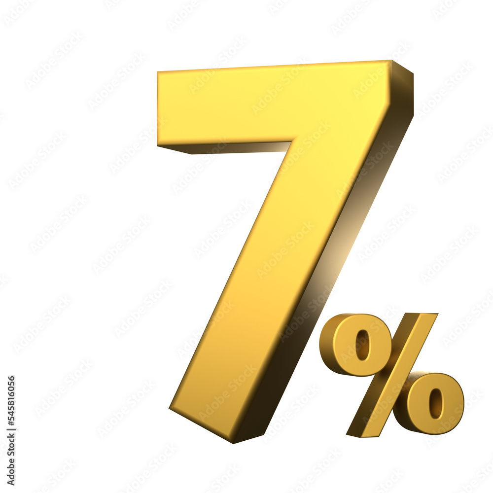 Gold number with percent income for sale concept. 3d rendering Gold number with percent income for sale concept. 3d rendering
