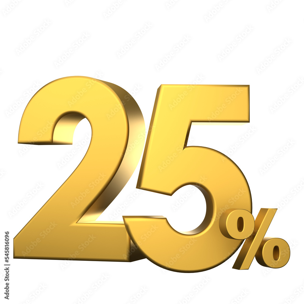 Gold number with percent income for sale concept. 3d rendering Gold number with percent income for sale concept. 3d rendering