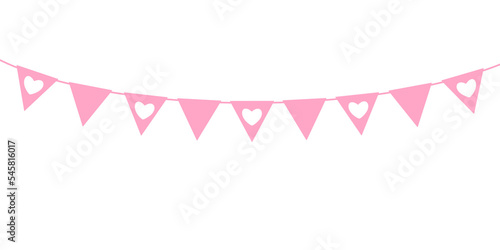 Valentine's Day Triangle Flag Banner Decorated with Hearts