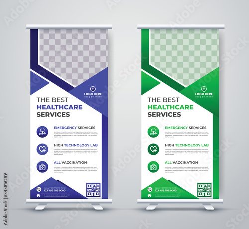 Medical healthcare roll-up dental x banner corporate business company standee banner dl flyer design
