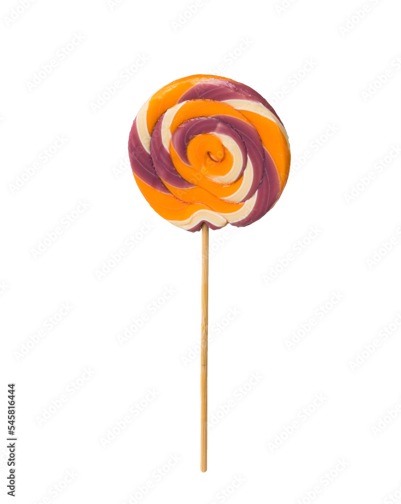 Orange-purple lollipop isolated on a white background. Orange-purple lollipop isolated on a white background.