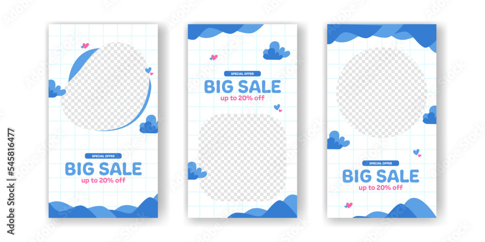 Big Sale Offer promotion discount for baby kids toddler social media stories with cute kawaii abstract memphis pastel color Big Sale Offer promotion discount for baby kids toddler social media stories with cute kawaii abstract memphis pastel color