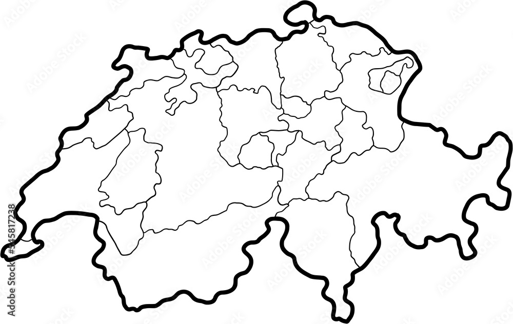 doodle freehand drawing of switzerland map.
