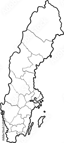 doodle freehand drawing of sweden map.
