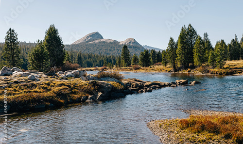 Yosemite National park, Tuolumne meadows landscape on sunny day photo