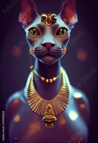 Fantasy Portrait of a Egyptian Sphinx Queen Cat 