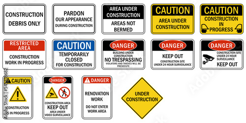Under construction sign set of vector