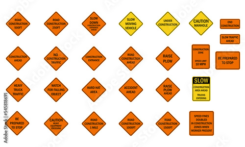 set of vector Road construction sign