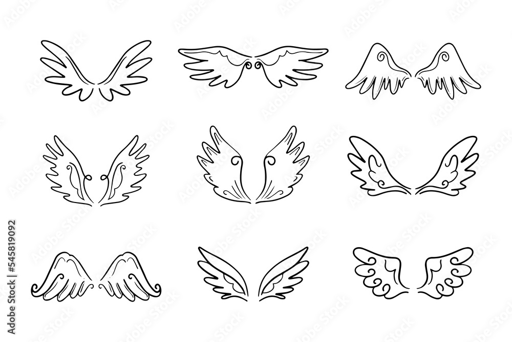 Sketch angel wings. Angel feather wing. Vector illustration. Sketch angel wings. Angel feather wing. Vector illustration.