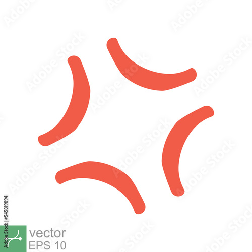 Anger symbol icon. Simple flat style. Red angry sign, cartoon emoticon sticker concept. Vector illustration isolated on white background. EPS 10.
