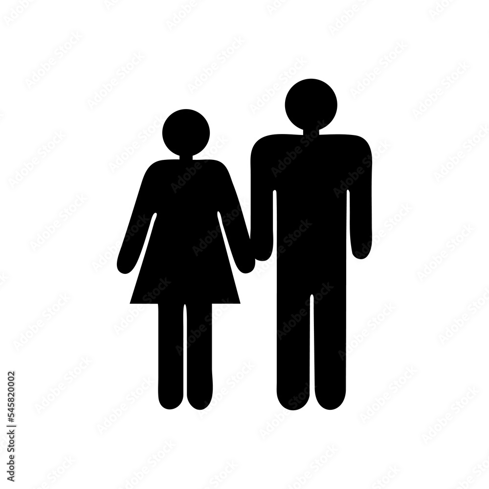 Vector icon of boy and girl holding hands Vector icon of boy and girl holding hands