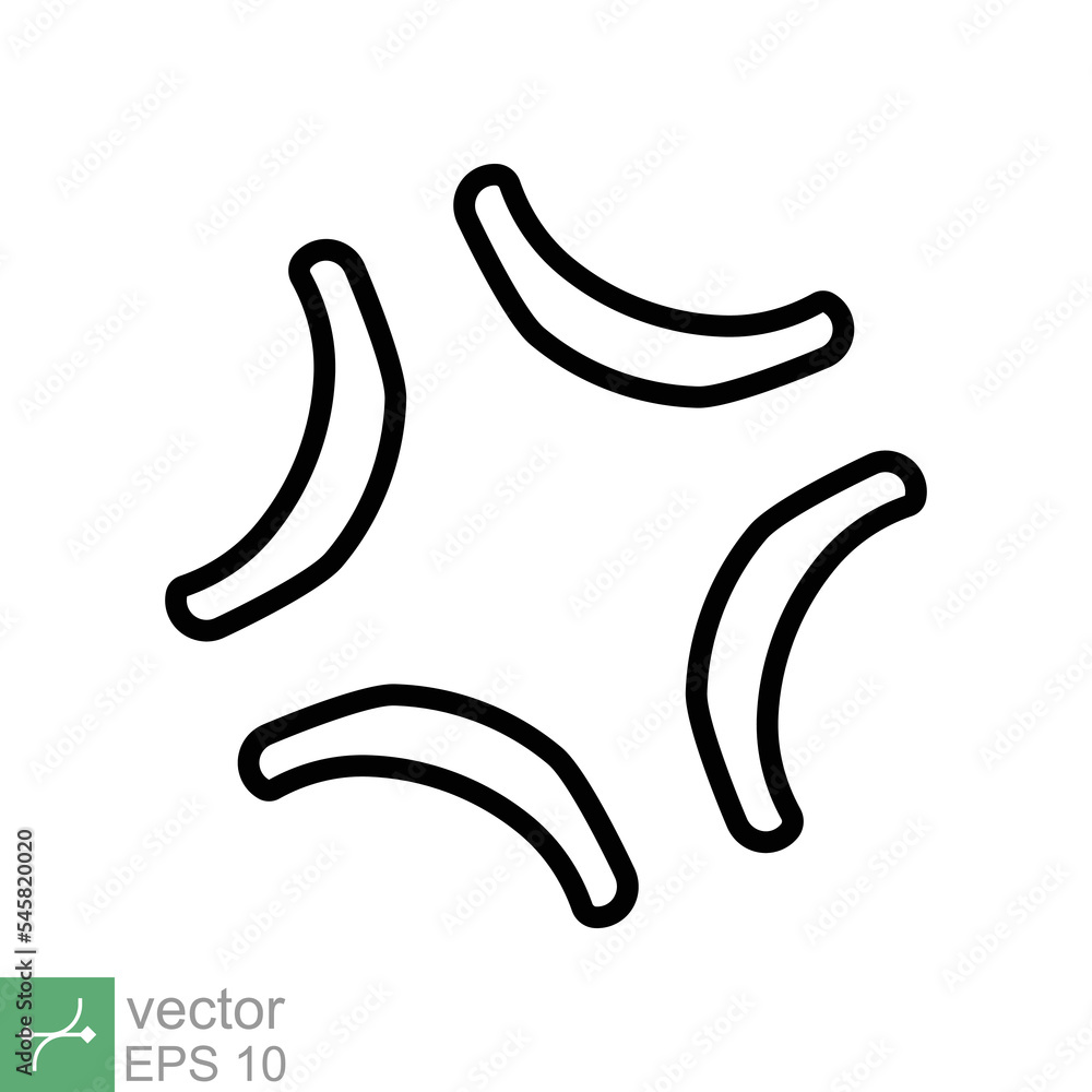 Anger symbol icon. Simple outline style. Black angry sign, cartoon emoticon sticker concept. Thin line vector illustration isolated on white background. EPS 10. Anger symbol icon. Simple outline style. Black angry sign, cartoon emoticon sticker concept. Thin line vector illustration isolated on white background. EPS 10.