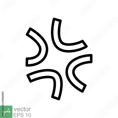 Anger symbol icon. Simple outline style. Black angry sign, cartoon emoticon sticker concept. Thin line vector illustration isolated on white background. EPS 10.