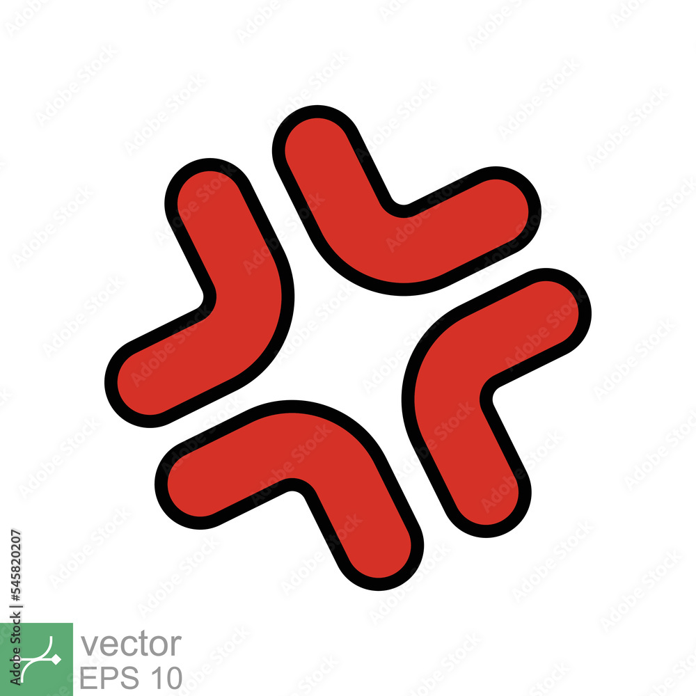 Anger symbol icon. Simple flat style. Red angry sign, cartoon emoticon sticker concept. Filled outline vector illustration isolated on white background. EPS 10. Anger symbol icon. Simple flat style. Red angry sign, cartoon emoticon sticker concept. Filled outline vector illustration isolated on white background. EPS 10.