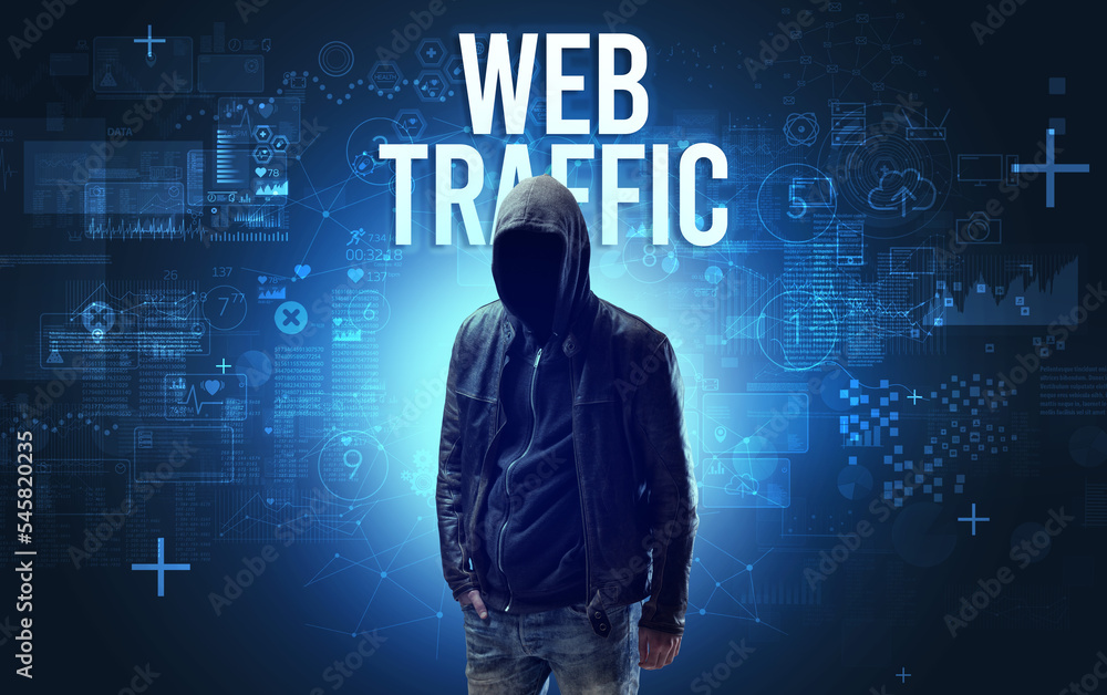 Faceless man with online security concept