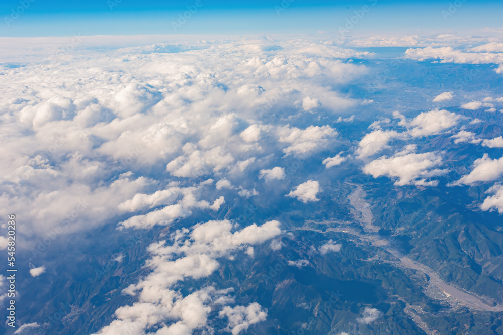 Aerial view of the mountain and clouds landscape Aerial view of the mountain and clouds landscape